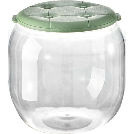 Tabouret de rangement pour jouets, multifonctionnel, innovant, rond et transparent, pour la maison, le salon ou l'entrée (vert). (1/5)