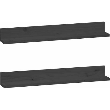 Maison Exclusive - Wandregale 2 Stk. Grau 80x11x9 cm Massivholz K (1/5)