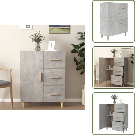 Aparador de almacenamiento - vidaXL Aparador de madera contrachapada gris hormigón 69,5x34x90 cm - Aparador decorativo