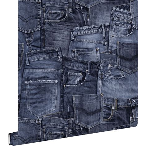 papier peint tissu de jeans encre bleu - ESTAhome (1/5)