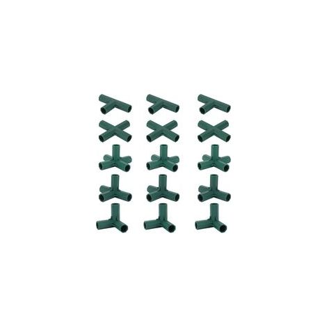 Lot de 15 Connecteurs De Cadre De Serre, Connecteurs d'angle pour Cadre De Jardin Tige d'hélice de 16 mm 5 Types de Support Stable Robuste pour Serre
