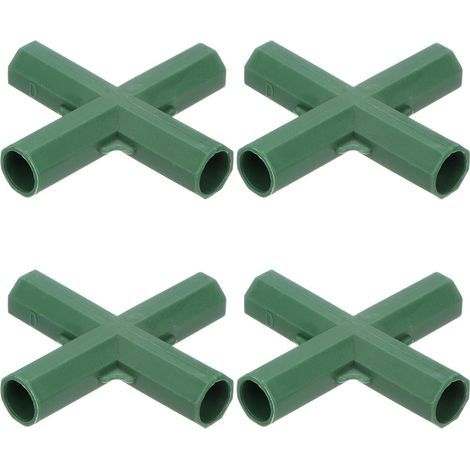 12 pièces raccords pour serre 16 mm, connecteurs à 4 voies pour tubes plats, idéaux pour étagères à vignes/auvents/poteaux de jardin, accessoires de serre (1/5)
