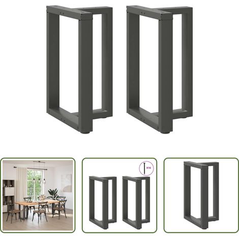 vidaXL Patas para mesa de comedor en forma de T (2 unidades), antracita, 50 x 35 x (72-73) cm, acero (1/5)