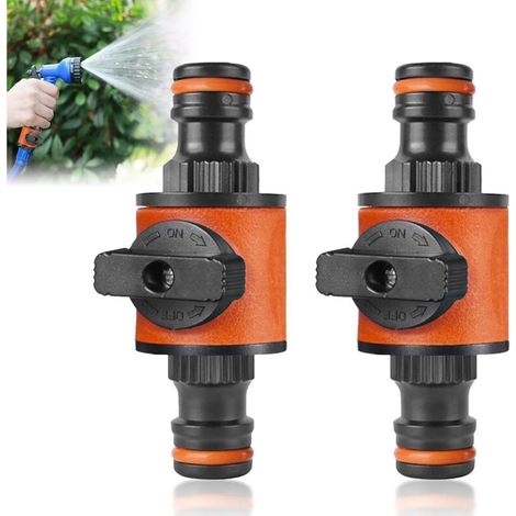 Lot de 2 raccords rapides tuyau arrosage avec vannes d'arrêt intégrées, universels pour jardin, lavage auto et irrigation agricole (1/5)