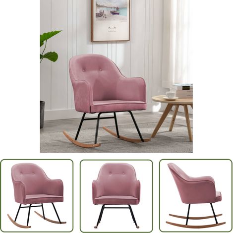 INLIFE Chaise à bascule Rose Velours (1/5)