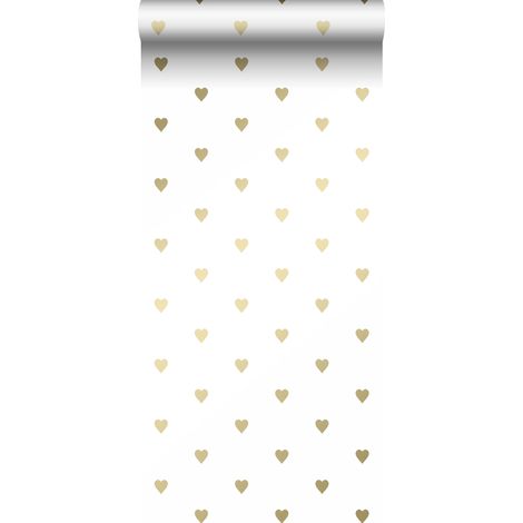 papier peint coeurs blanc et or  - Origin Wallcoverings (1/5)