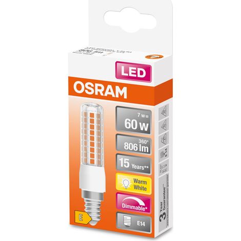 Osram LED Superstar Special T SLIM, lampada speciale LED sottile dimmerabile, base E14, bianco caldo (2700K), sostituzione della lampada convenzionale 60W, confezione da 6 (1/2)