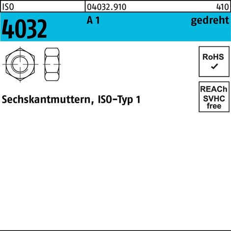 Sechskantmutter ISO 4032 M1,6 A 1 500 Stück