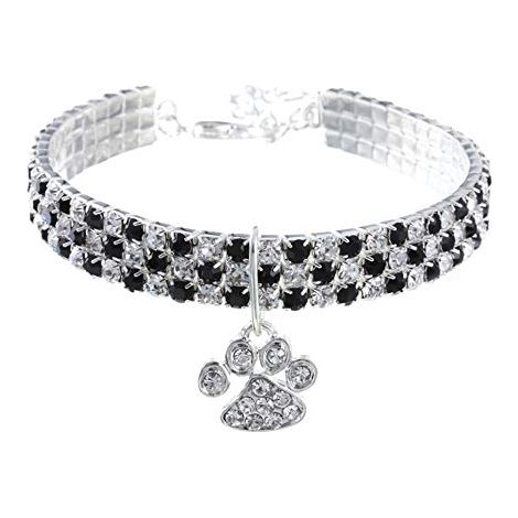 Collier pour Animal de Compagnie avec Diamants - Réglable - Pendentif en Forme de Griffe de cœur élastique - pour Chat et Chien - Petit Collier pour Animal Domestique (1/3)