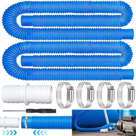 2 Pièces Tuyau Piscine 32mm Tuyau de Piscine 150cm en Plastique Tuyau 32mm Piscine avec 4 Pinces Métalliques, 1 Tournevis & 1 Adaptateur de Tuyau Pour Pompe & Filtre Piscine pour Piscines Hors Sol (1/5)