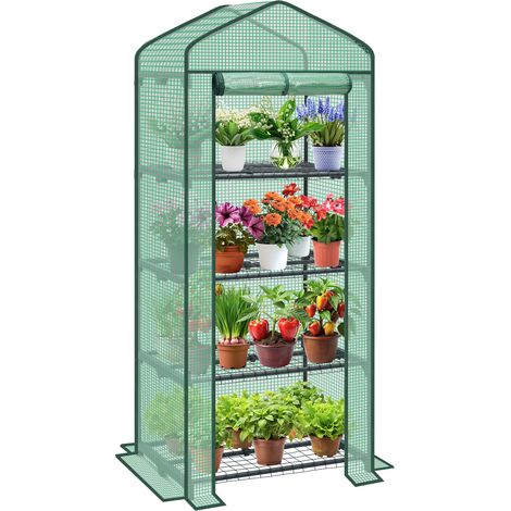 Sekey Gewächshaus mit 4 Regalen 69 x 49 x 160 H cm Treibhaus für Gemüse, Pflanzen, Blumen, verstärkte Plane 140 g/m², Grün