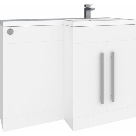 1100mm L Shape RH Vanity Unit White Painting BTW Toilet Unit (1/5)
