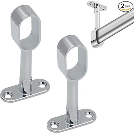 Lot de 4 supports de tringle de penderie ovales réglables - Support central traversant