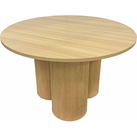 Oviala – Table de salle à manger ronde 120 cm – MDF effet bois clair – Hauteur 75 cm – Pour 4 personnes – Design convivial