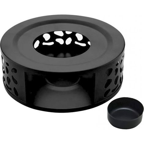 Teelichthalter – Teekannenwärmer – Wärmeplatte – Edelstahl – Schwarz – 15 cm (1/5)
