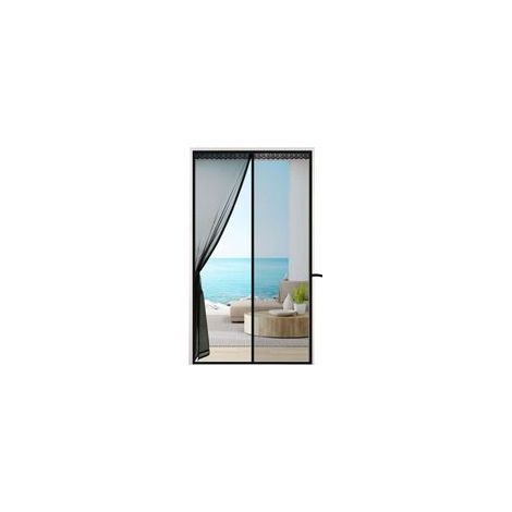 Moustiquaire Magnétique 130x210 cm Rideau à Mailles Ultra Fines Noir - (1/4)
