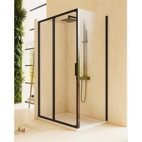 Box doccia 120x70 Rio un anta scorrevole vetro 6 mm trasparente H 195 nero (1/5)