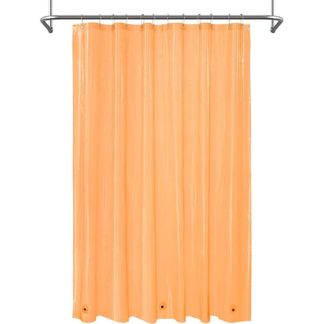 Rideau de Douche Transparent avec 3 aimants, en Plastique Souple et Robuste de qualité supérieure, pour Salle de Bain, léger et imperméable, 183 x 183 cm, Orange Clair (1/5)