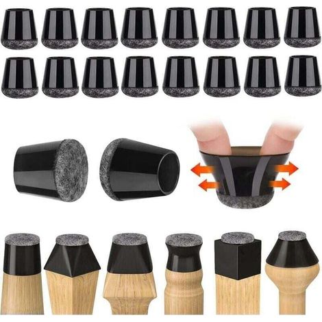Protectores para patas de silla, 32 piezas, XU, almohadillas pequeñas de silicona negra con almohadillas de fieltro, para suelos de madera y baldosas, silenciosos (14-18 mm) --Crezuo