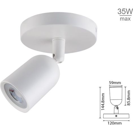 Plafoniera Portafaretto GU10 Testa Singola Rotondo Orientabile Montaggio a Plafone Colore Bianco SKU-7980