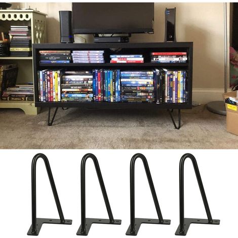 4 PCS Pied de meuble 20CM avec deux tiges Noir (1/5)