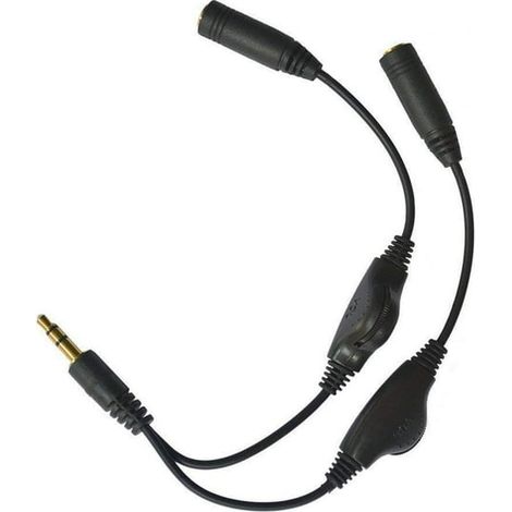 Câble répartiteur audio Y jack 3,5 mm, double sortie casque stéréo avec contrôle de volume séparé