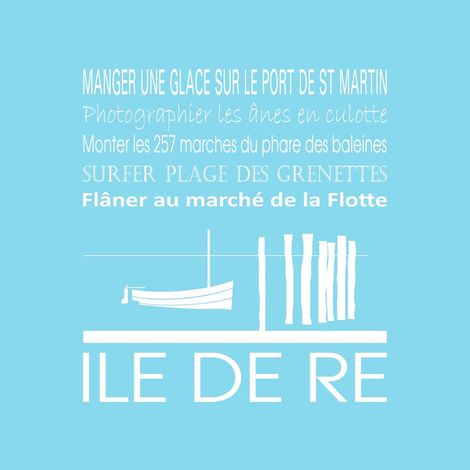 Tableau sur toile Île de Ré bleu clair 30x30 cm - Impression sur Toile Murale Décorative - Image imprimée en HD sur Toile - Toile sur Châssis en Bois FSC - Fabriqué en France (1/5)