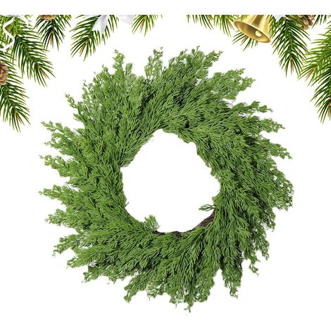 Couronnes Noël porte – aiguilles de pin artificielles, 35 cm, hiver/déco festive (1/4)