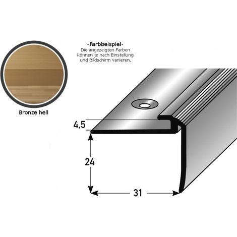 Einschubprofil "Kilkenny" mit Nase für Designbeläge, Einfasshöhe 5 mm, Aluminium eloxiert, gebohrt-bronze hell-900