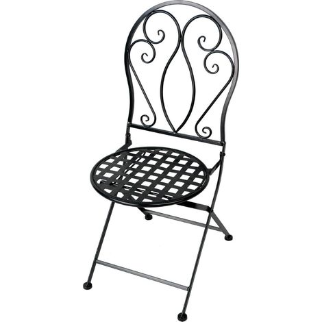 Primaster Metall Stuhl Provence Eisen Schwarz Gartenstuhl