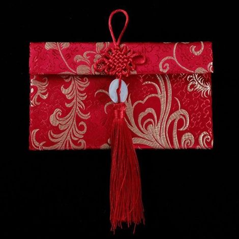 CARTE DE VISITE Paquet rouge à pampilles motif multiple tissu traditionnel nouvel an paquet rouge pour mariage style-17 8 (1/3)