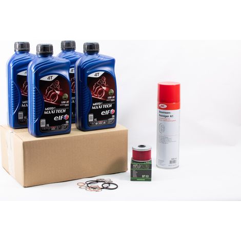 Kit Entretien Vidange Standard pour HONDA CB 125 R Neo Sports Cafe de 2018 à 2023 - ELF MOTO 4 MAXI TECH 10w30 4L