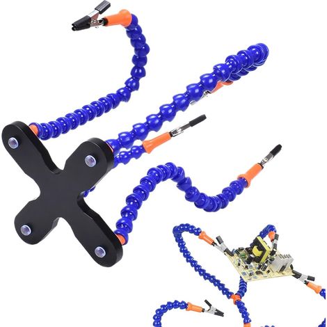 Supporto per saldatore a 4 bracci  Base antiscivolo in alluminio con morsetti a coccodrillo per artigianato, riparazioni e gioielli