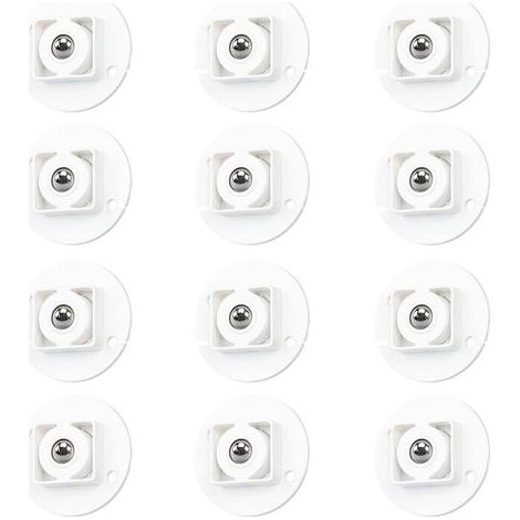 12 Pcs roulettes de Transfert Auto-Adhésives, roulettes à Billes de Transfert roulettes Plastique Solide Roulette de Rotation à 360 Degrés pour Support de Rangement Inférieur, Poubelle (1/5)