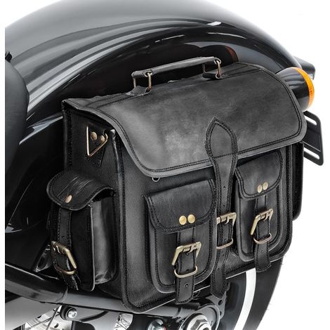 Vintage-Motorrad-Seitentasche aus Leder, Craftride SV3, schwarz