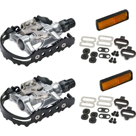 COPPIA PEDALI ATTACCO DOPPIA FUNZIONE FPD SGANCIO RAPIDO CON TACCHETTE SPD MTB BICI Ecovelo