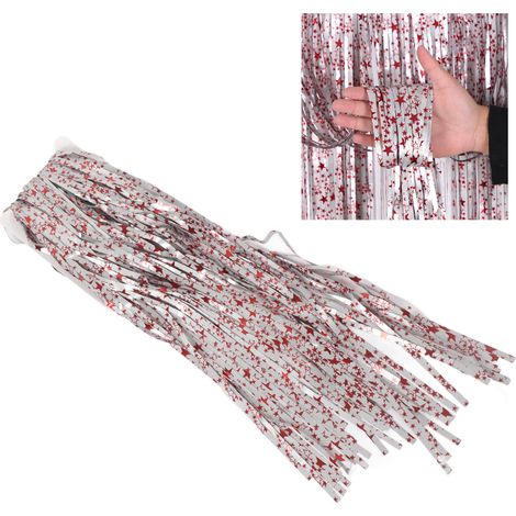 Rideau de pluie étoilé à cinq branches 1 x 3 mètres - Décoration pour la fête de l'Indépendance américaine, anniversaire, etc. - Lot de 5. (1/5)