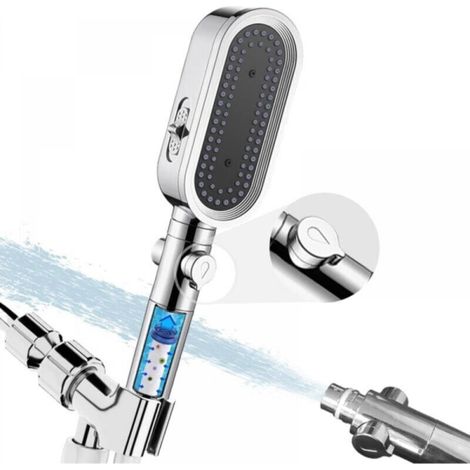 Water-saving shower head with 1.5m hose, shower head with filter, pressure shower with 3 spray patterns, chrome finish (1/5)