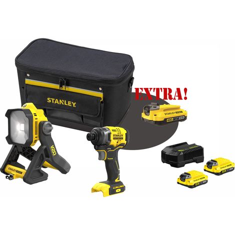 Kit Avvitatore ad impulsi a batteria 18V V20 SFMCF810B + Lampada LED da cantiere 18V V20 SFMCL030B + Set energia + EXTRA OMAGGI FATMAXB. STANLEYB.