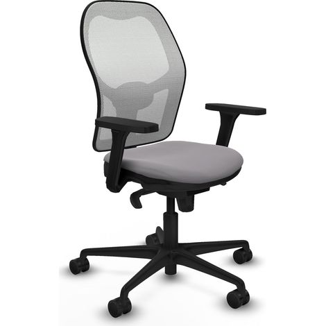 Jorquera sincro malla blanca similpiel gris brazos 3D base nailon ruedas 65mm nailon (1/5)