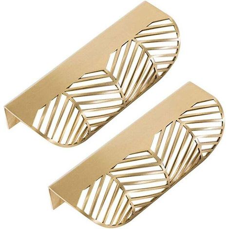 Feuille Forme tiroir Poignée en laiton Meubles Porte Bouton Pull Cabinet Armoire Poignée de porte ( 2PCS)
