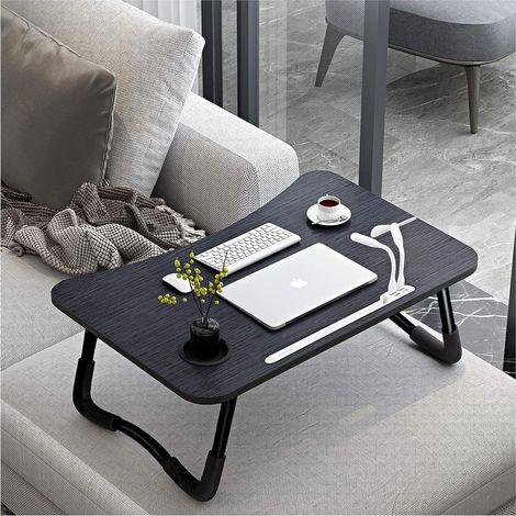 A3A Table de lit Pliable avec USB, tiroir, Tablette Support, gobelet (1/5)
