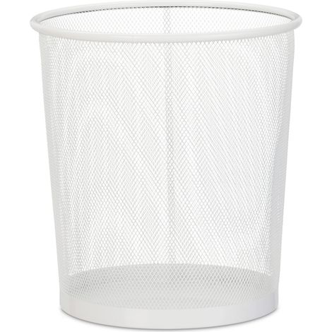 Papelera redonda decorativa para oficina de 28 x 26 cm, diseño simple de metal blanco 130008581 (1/4)