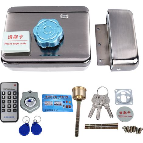 Serrure connectée sans fil Pêne dormant électronique Silencieuse Sans câblage Avec 2 badges RFID Acier inoxydable (1/5)