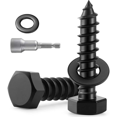 Lot de 12 vis à bois M8 x 80 mm - Vis à clé noires (1/5)