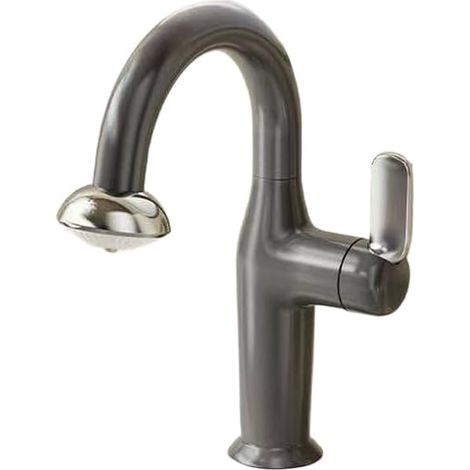 Robinet lavabo extractible, 60 cm, titane, blanc, pour vasque (1/5)