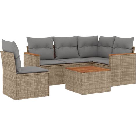 Maison Exclusive - 6-tlg. Garten-Sofagarnitur mit Kissen Beige Po (1/3)