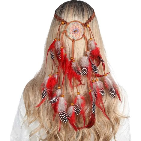 Serre-tête avec plumes et perles pour femme - Attrape-rêves - Style ethnique - Pour Halloween (1/5)