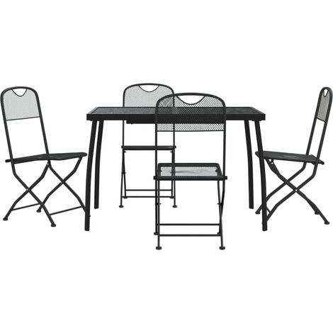 Maison Exclusive - 5-tlg. Garten-Essgruppe Anthrazit Streckgitter