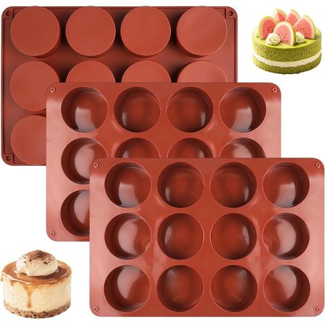 3-Piece 12-Cavity Cylindrical Silicone Molds, Ø 5.2 cm x 2 cm (1/5)